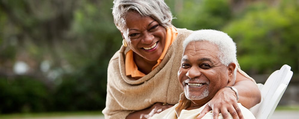 A happy couple enjoying their time outdoors