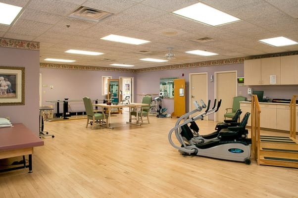 Interior view of a rehabilitation area with equipment