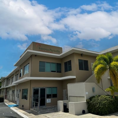 Exterior view of Insignia Parkville building with logo