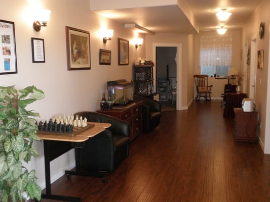 Interior hallway with seating and decor