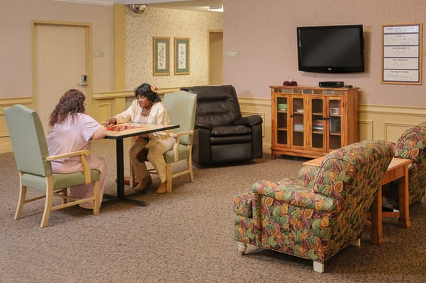 Residents engaged in an activity in a common area