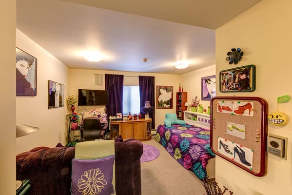 Cozy private room with personal decorations and furnishings