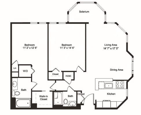 Architectural floor plan of a living unit