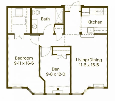 Architectural floor plan of a resident unit