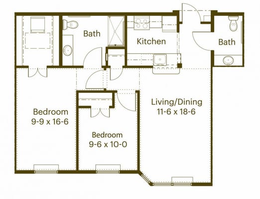 Architectural floor plan of a residential unit