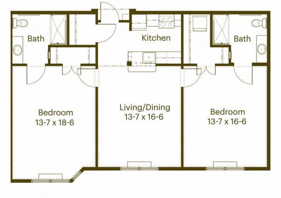 Architectural floor plan of a unit layout