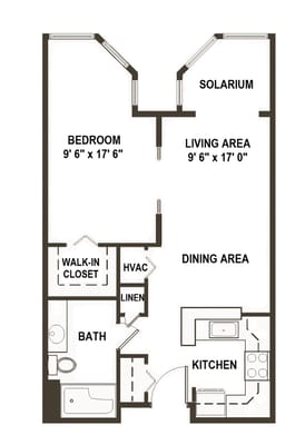 Architectural floor plan of a resident unit