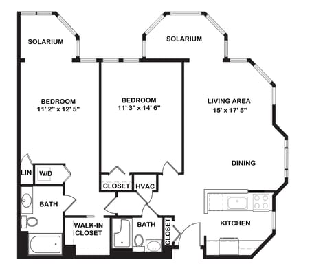Architectural floor plan of a resident unit
