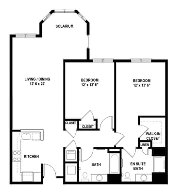 Architectural floor plan of a residential unit