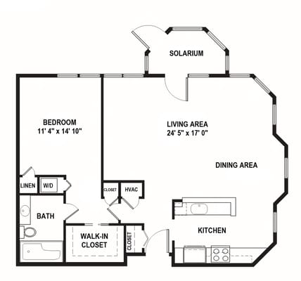 Architectural floor plan of a living unit