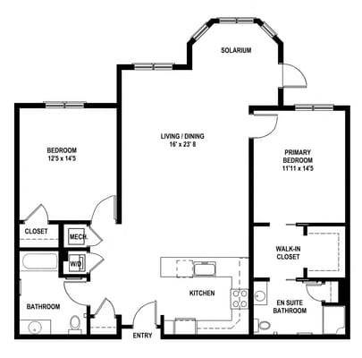 Architectural floor plan of a living space