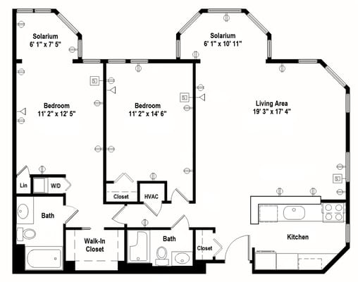 Architectural floor plan of a living unit