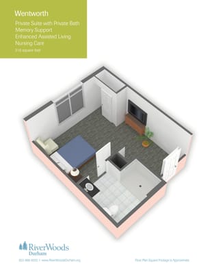 Floor plan of a private suite for assisted living