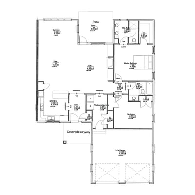 Architectural floor plan with room layouts and dimensions