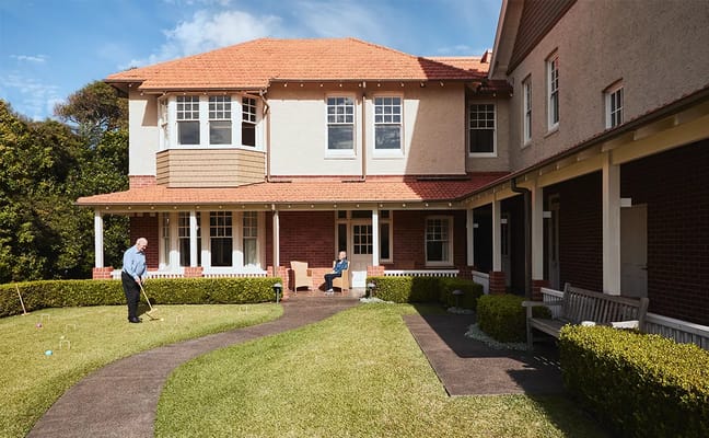Residents enjoying the outdoor space of Lansdowne Gardens