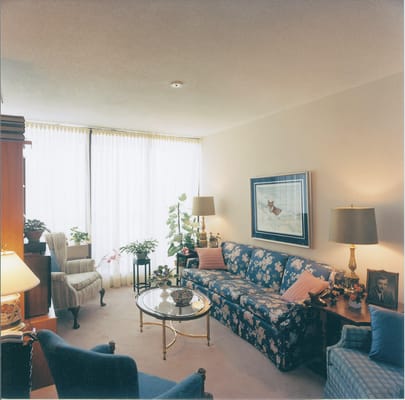 Cozy sitting area in a resident's room