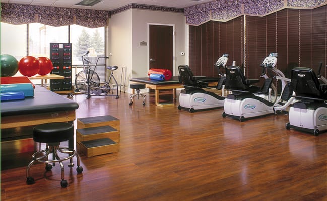 Interior view of a therapy room with equipment