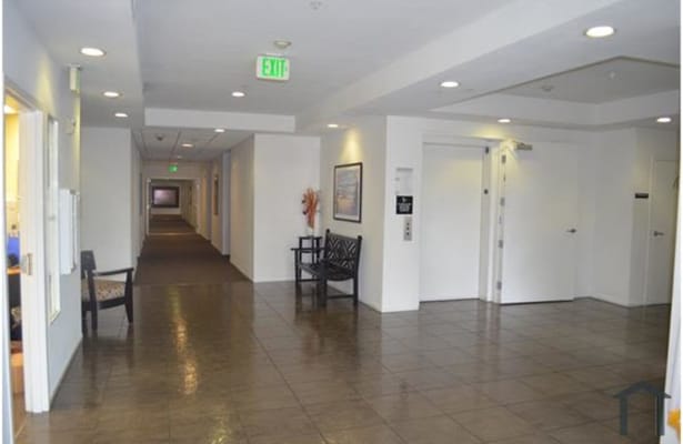Interior hallway of a senior living facility