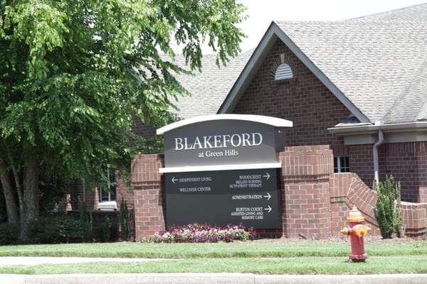 Sign for Blakeford at Green Hills facility