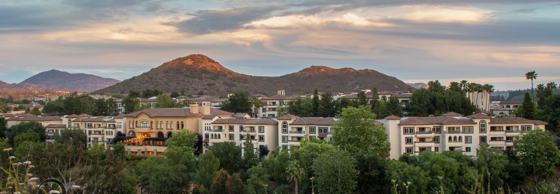Exterior view of Casa de las Campanas facility with mountains