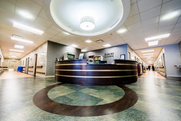 Reception area of Asbury Gardens with welcoming design