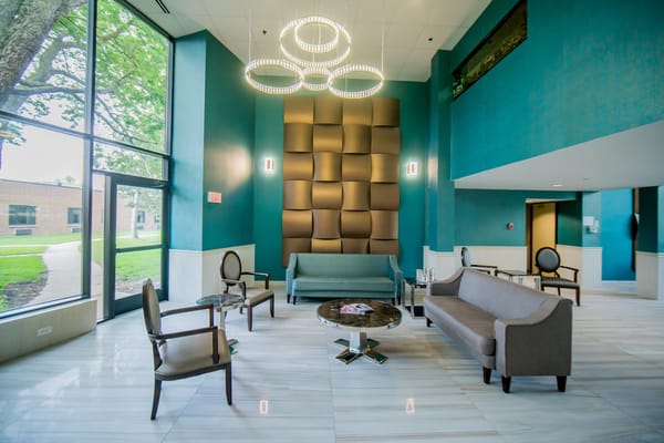 Interior of a modern lounge area with seating