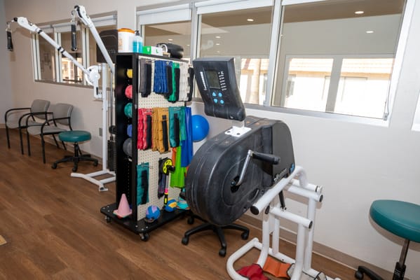 Rehabilitation equipment in a therapy space