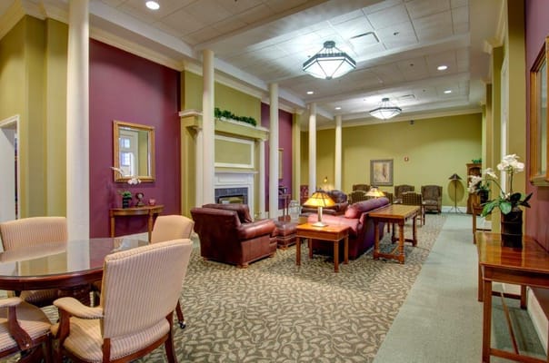 Common area lounge with seating and decor
