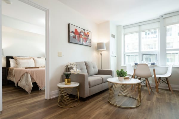 Cozy interior of a resident room with modern decor