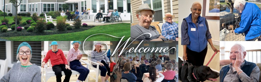 Residents enjoying activities in a cheerful outdoor space