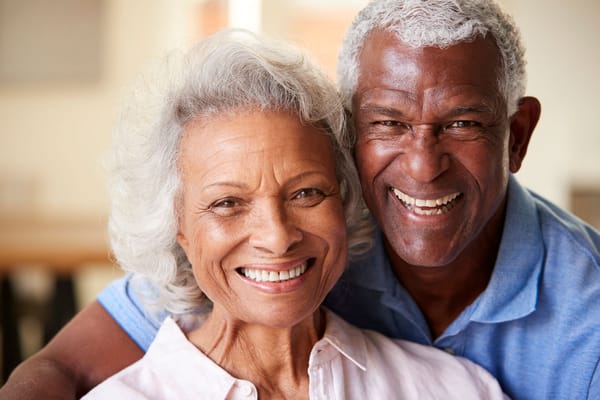 Smiling elderly couple enjoying time together