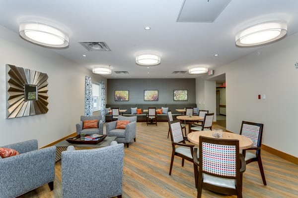 Interior common area with seating and artwork