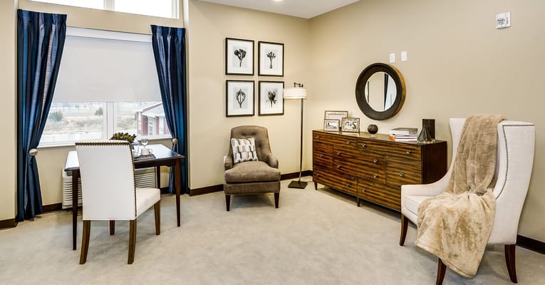 Stylish interior of a common area in a senior living facility