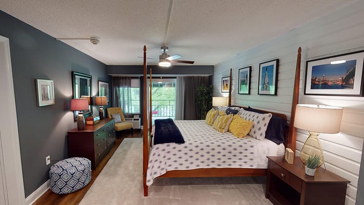 Cozy interior view of a resident room with decor