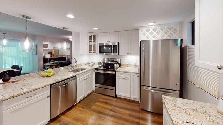 Modern kitchen with stainless steel appliances