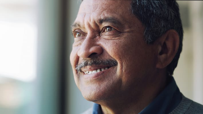 Close-up of a smiling senior man