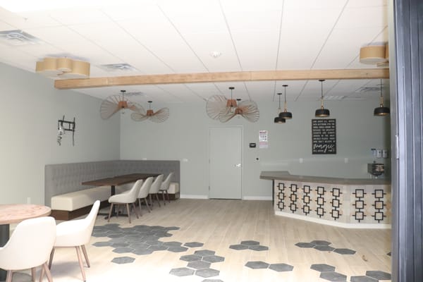 Bright dining area with modern decor