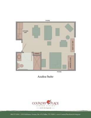 Floor plan of the Azalea Suite at Country Place