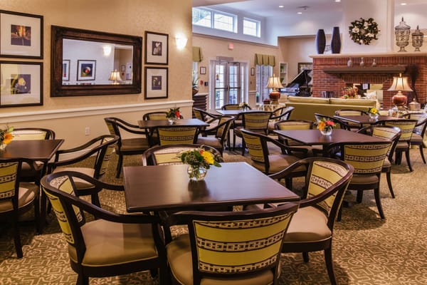 Welcoming interior of a common area in a senior living facility