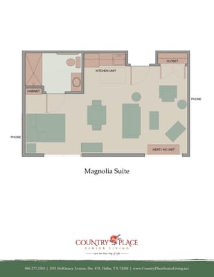 Floor plan of the Magnolia Suite at Country Place