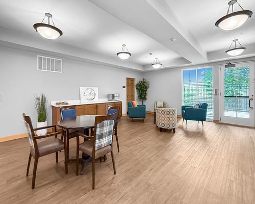 Common area with seating and natural light