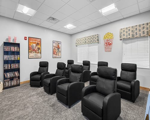 Comfortable movie room with recliner seats