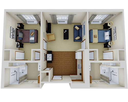 Architectural floor plan of resident suites