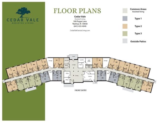 Architectural floor plan of Cedar Vale Assisted Living