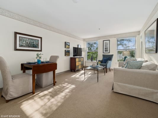 Bright living room in a senior living facility