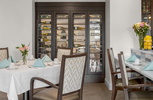 Elegant dining room setup with tables and decor