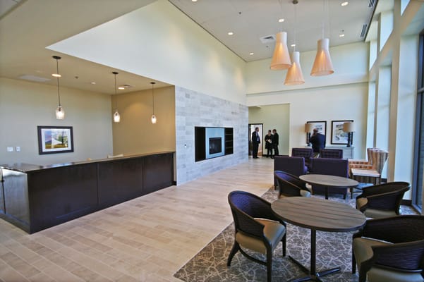 Lobby area with seating and reception desk