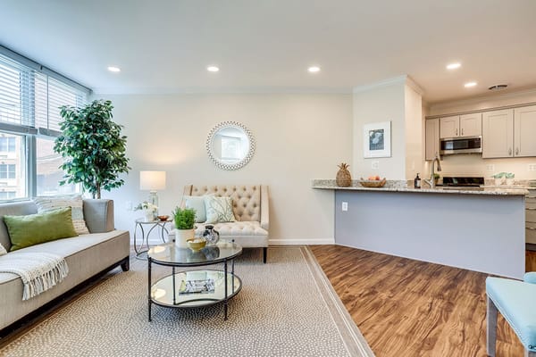Bright and cozy common area in a retirement community