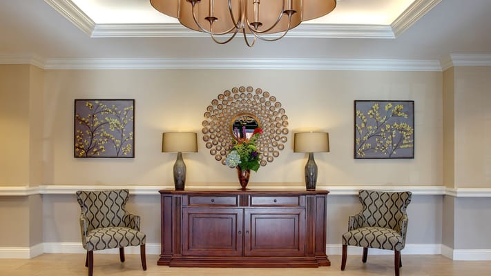 Elegant lobby area with seating and decor