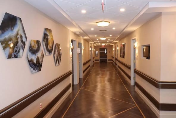 Well-lit interior hallway with modern decor